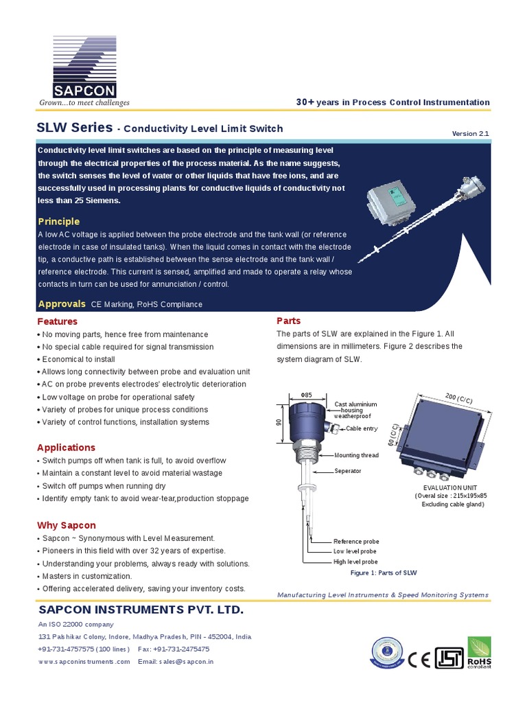 SLW Series: Years in Process Control Instrumentation | PDF | Switch | Relay