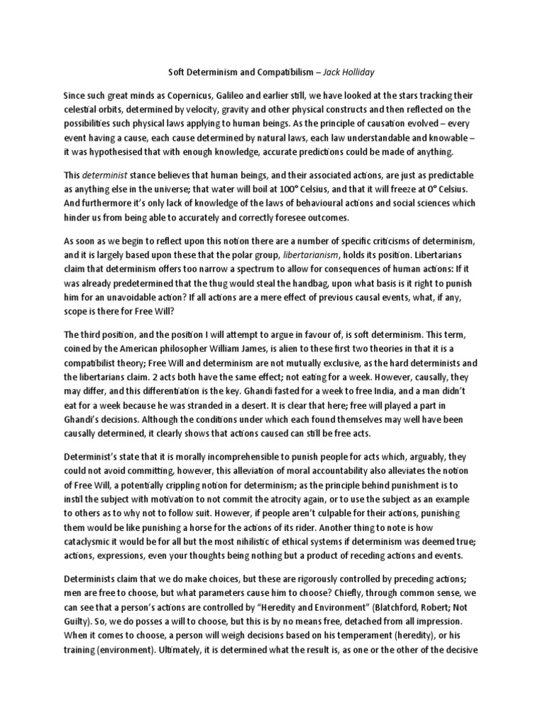 Soft Determinism and Compatibilism PDF Free Will Determinism