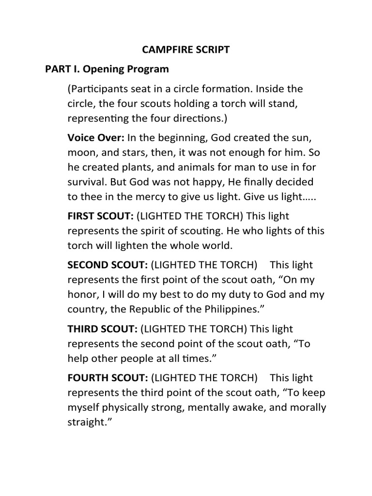 Campfire Program Script for Scouts | PDF | Art