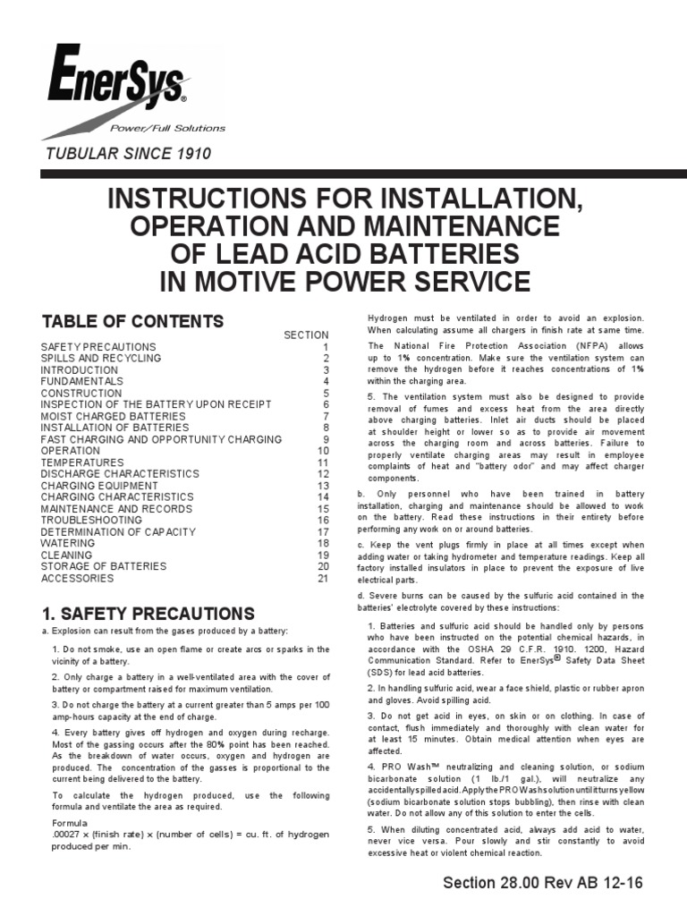 28.00 Instructions For Flooded Batteries Rev Ab 12 16 PDF Battery