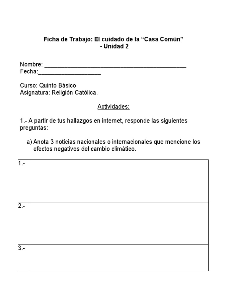 15 fzn8b9GV Ficha El Cuidado de La Casa Común | PDF