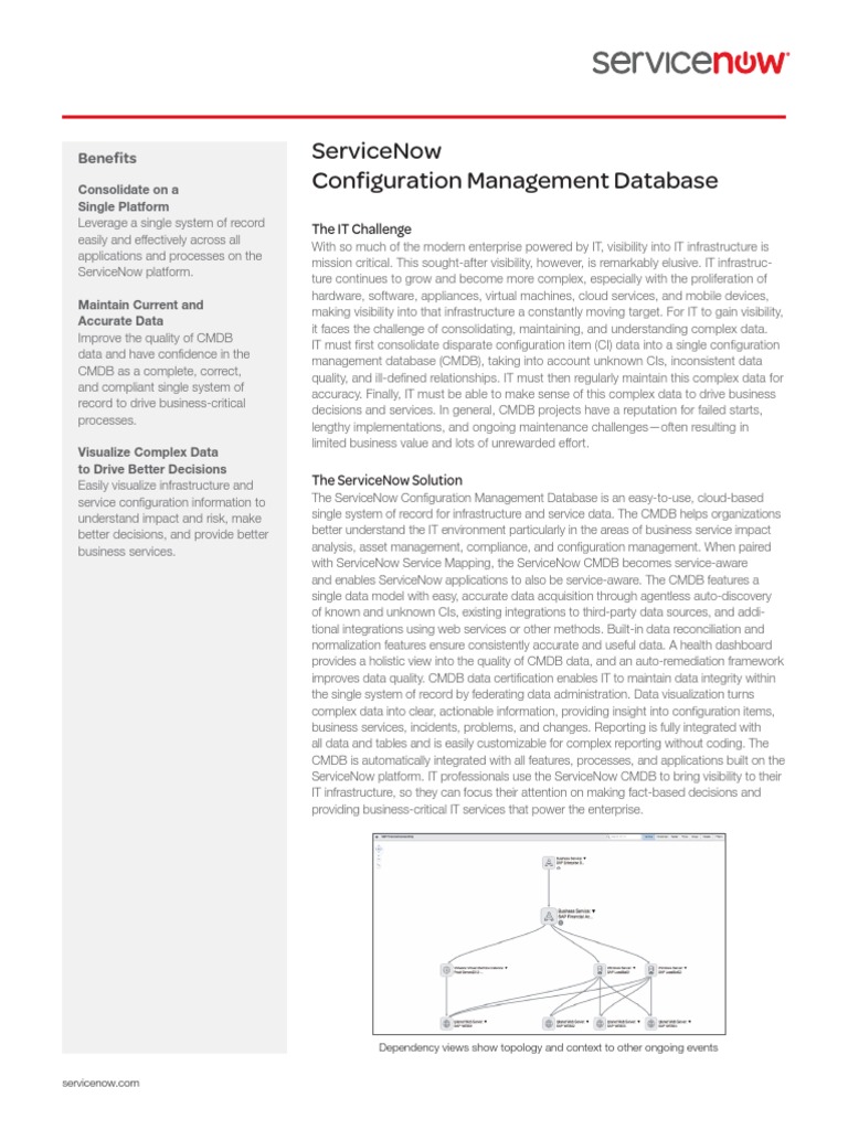 ServiceNow CMDB Data Sheet PDF Data Databases
