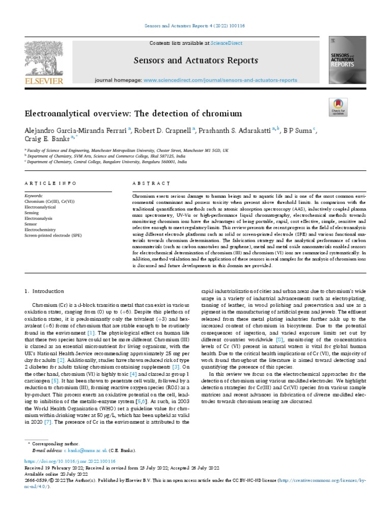 Electroanalytical Overview The Detection of Chromium | PDF | Chromium ...
