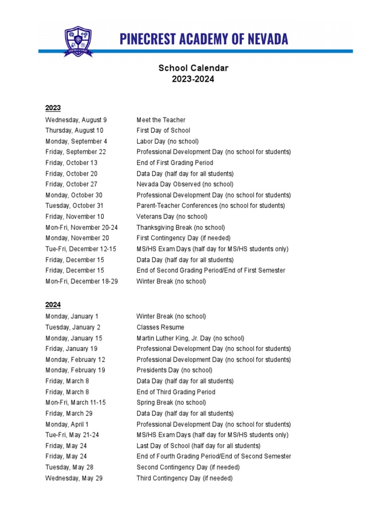 Approved Calendar Families 2023-2024 2 | PDF