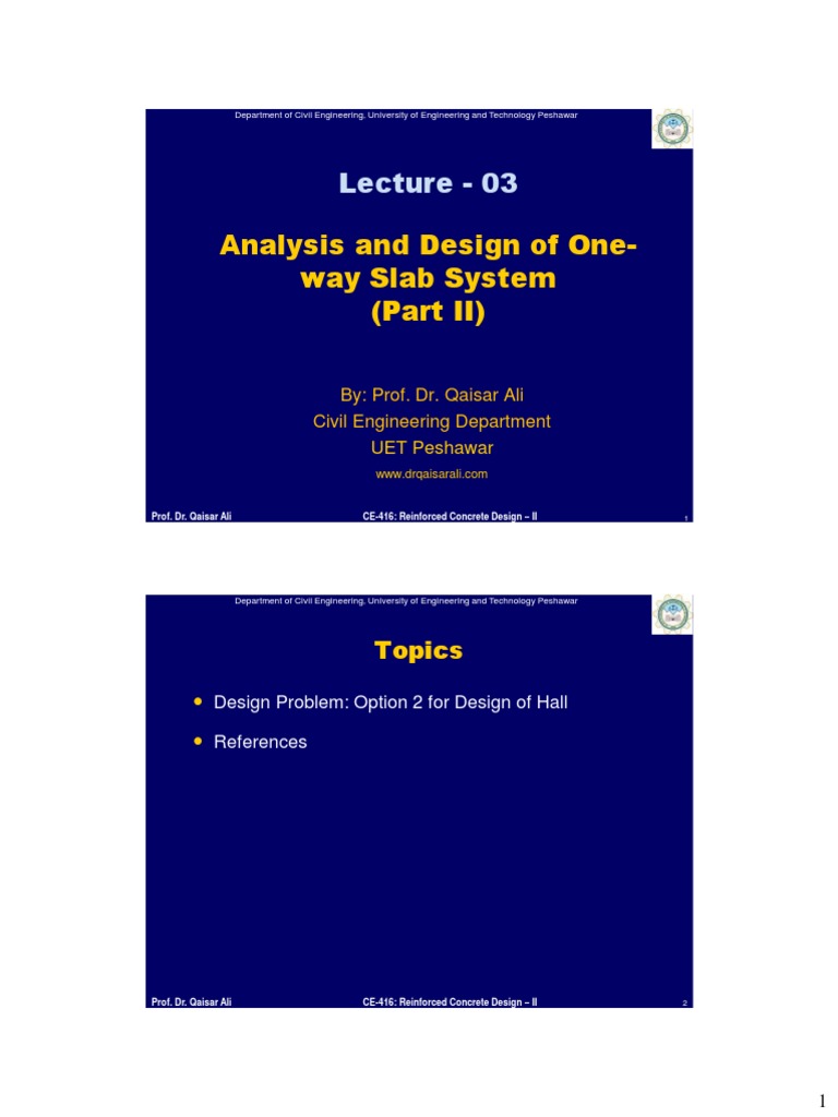 One-Way Slab Design Analysis Guide | PDF