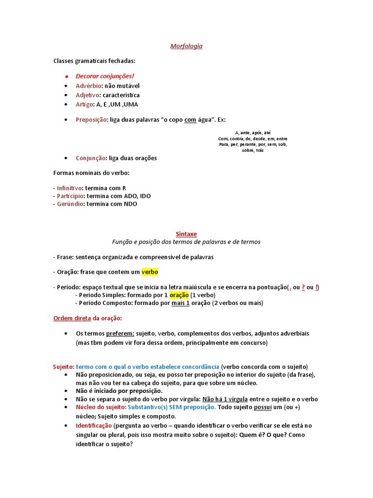 An lise De Morfologia E Sintaxe PDF Assunto gram tica Ci ncia 