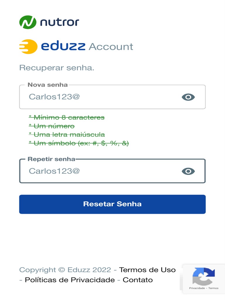 Resetar Senha da Conta Eduzz | PDF