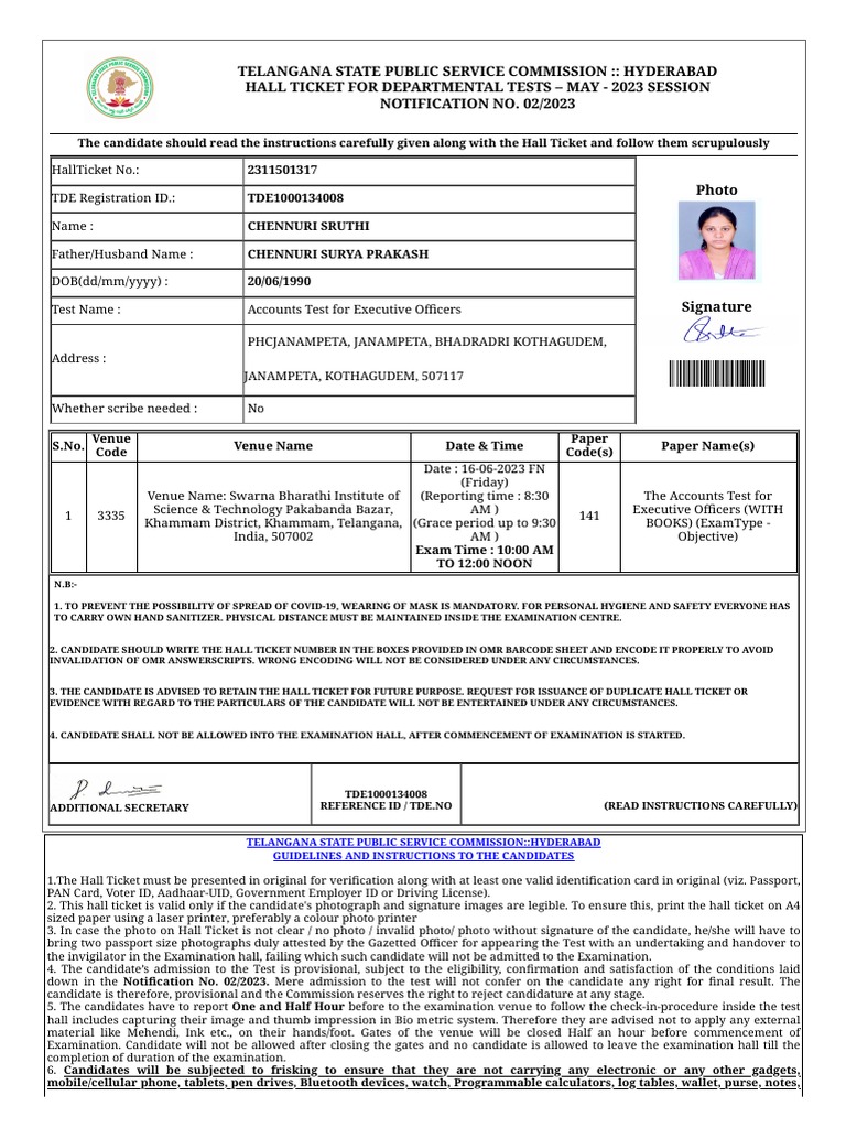 141 Exam TSPSC PDF 141 Exam TSPSC PDF