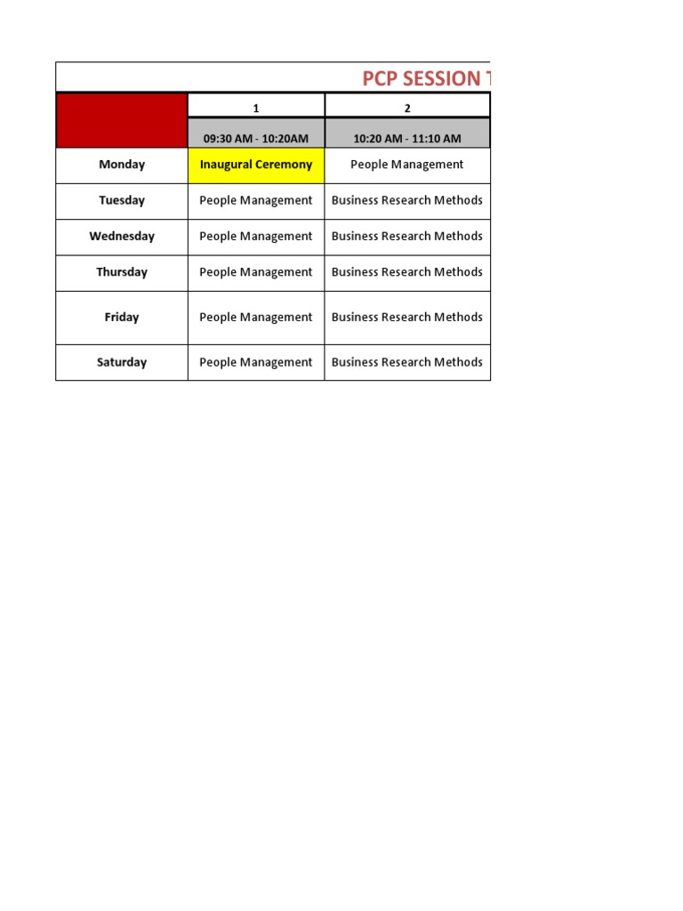 MBA 2nd Sem Time Table | PDF