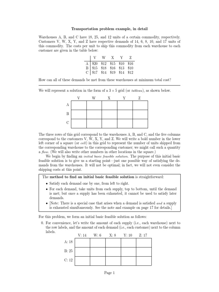 Transportation Example | Descargar gratis PDF | Linear Programming ...