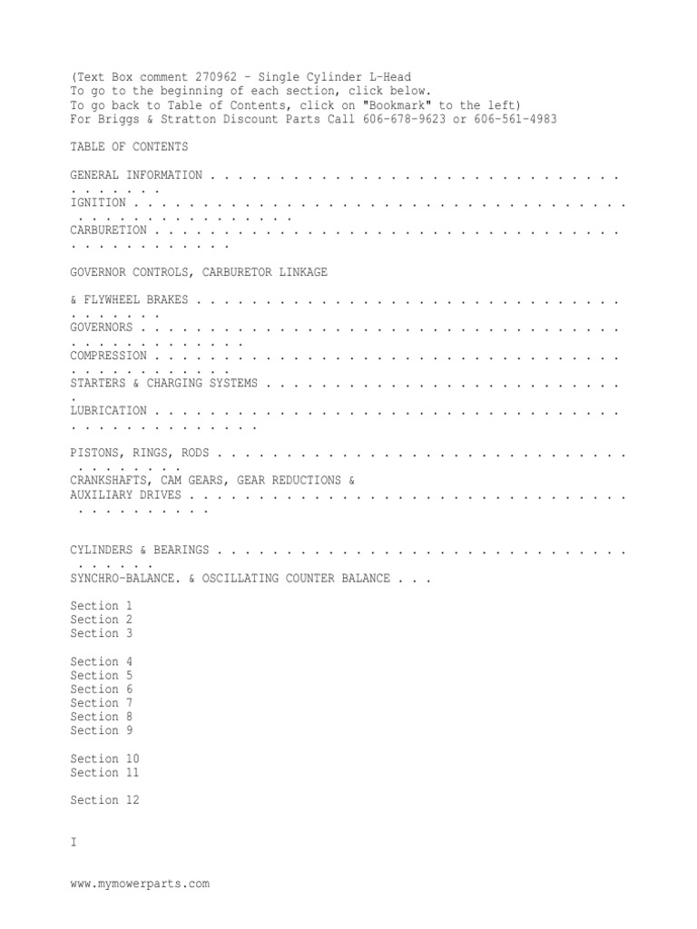 270962 Single Cylinder L-head Briggs &amp; Stratton[1] | Motor Oil