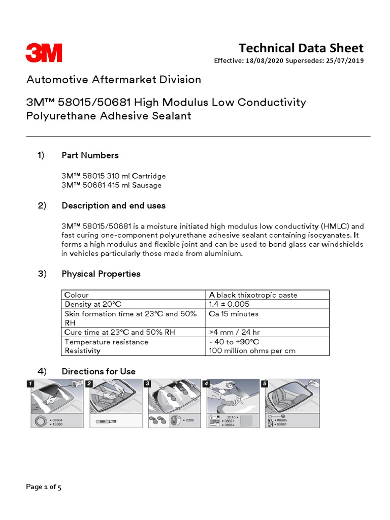 3mhighmoduluslowconductivitypolyurethaneadhesivesealant58015