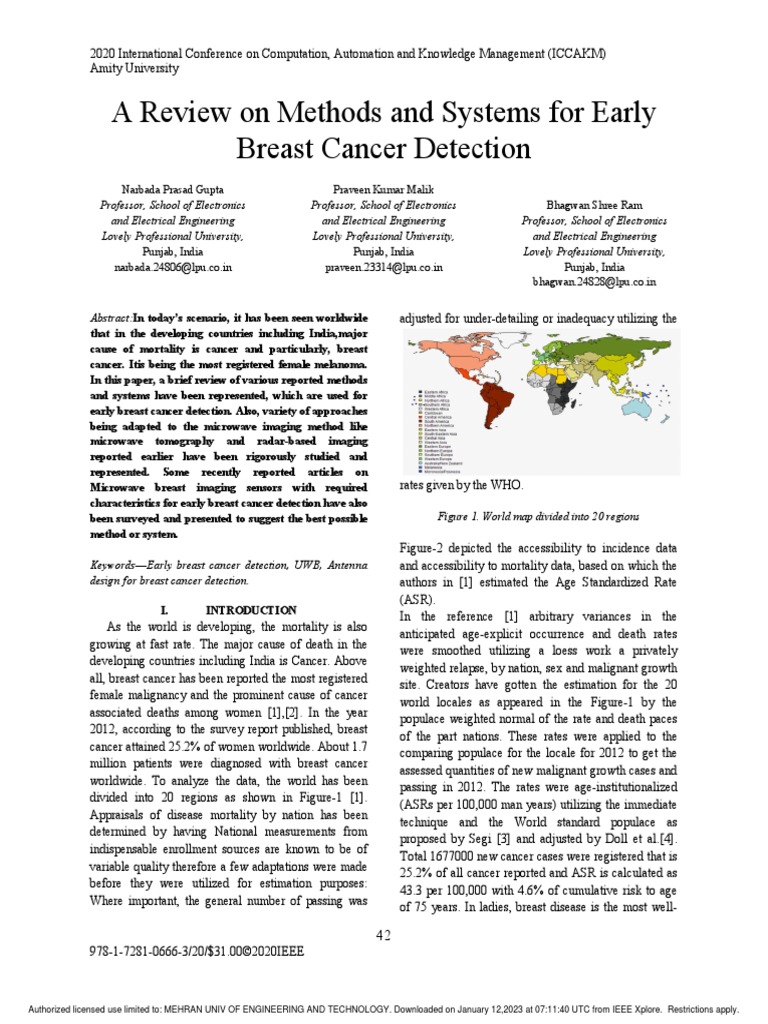 A Review On Methods and Systems For Early Breast Cancer Detection