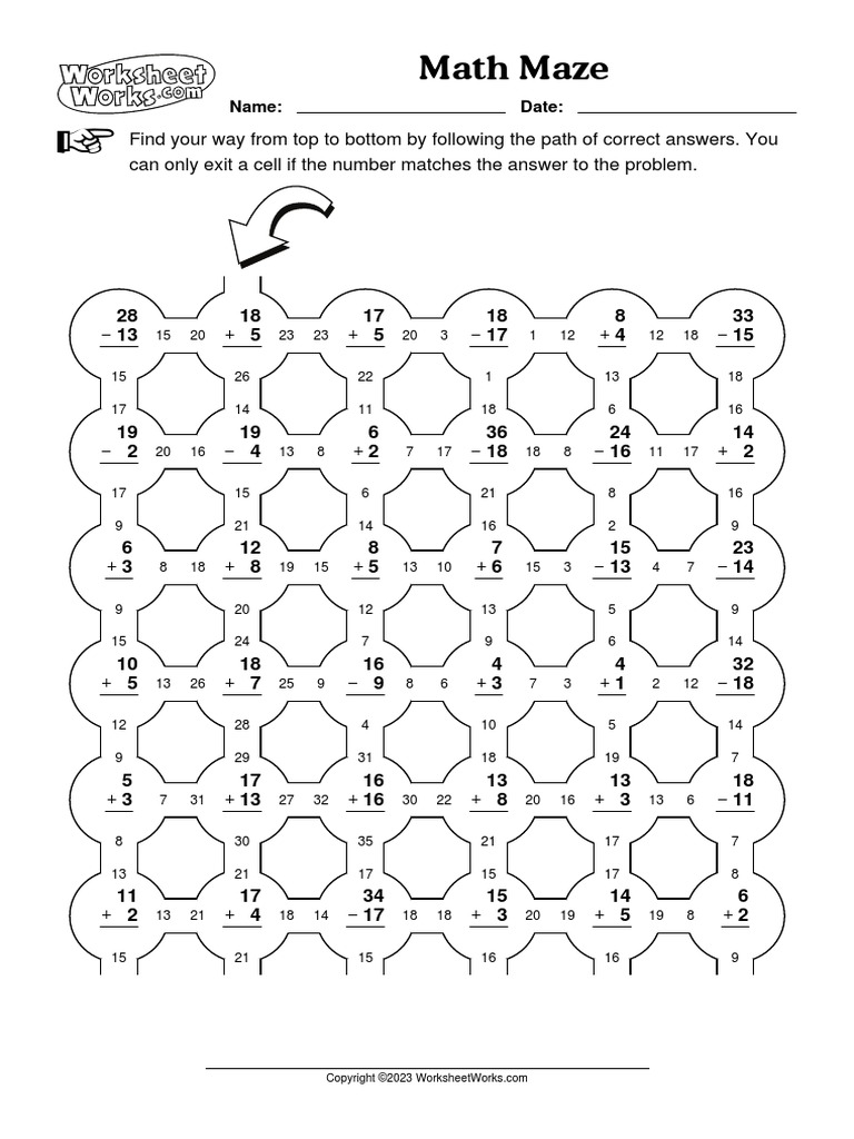 WorksheetWorks_Math_Maze_2 | PDF
