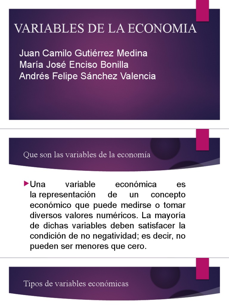 Tipos y Análisis de Variables Económicas | PDF | Finanzas y dinero ...