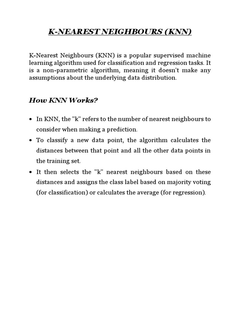 K-Nearest Neighbours (KNN) | PDF | Statistics | Machine Learning