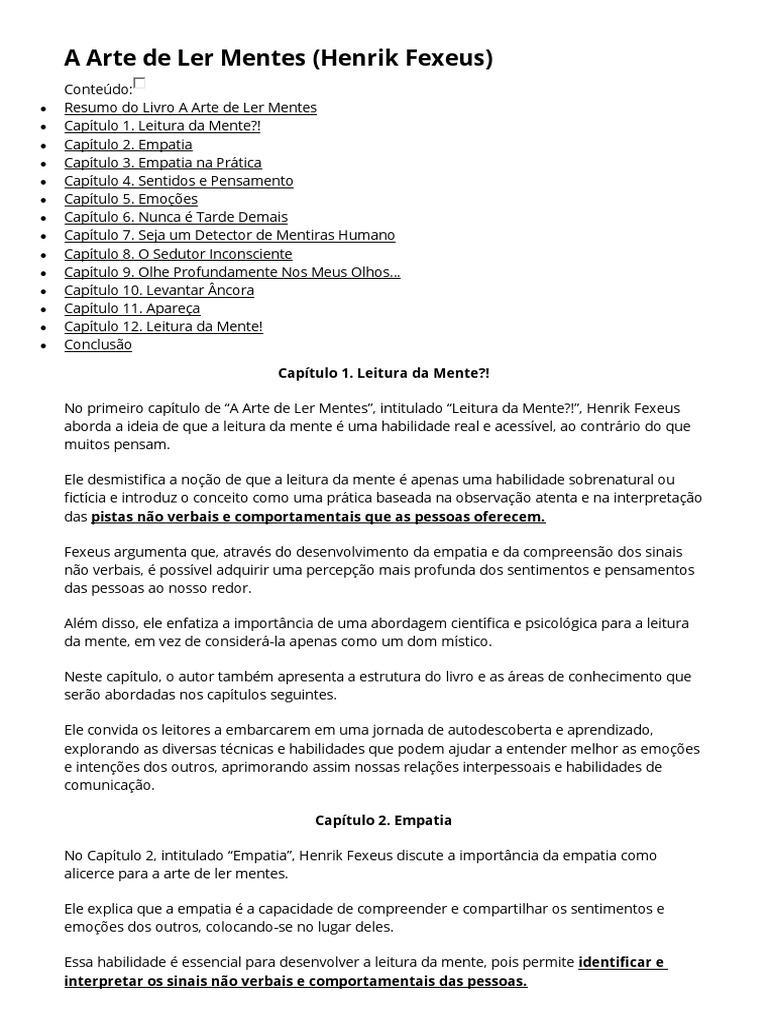 A Arte de Ler Mentes | PDF | Empatia | Pensamento