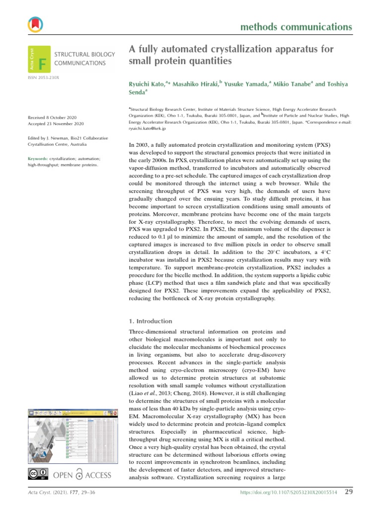 Automated Protein Crystallization System | PDF | X Ray Crystallography ...