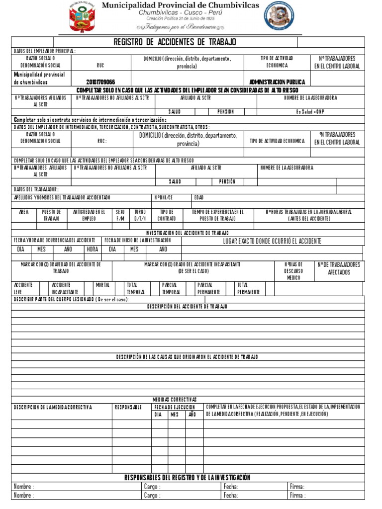 Registro de Accidentes de Trabajo PDF Outsourcing Empleo