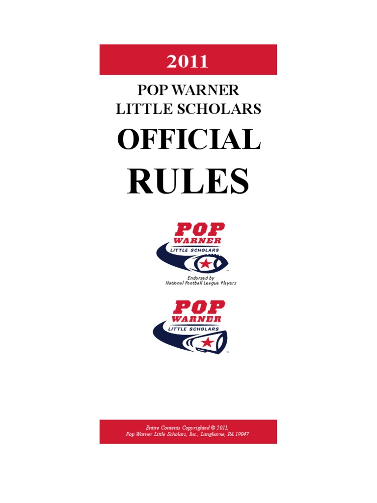 2011 Pop Warner Rule Book PDF Concussion National Collegiate