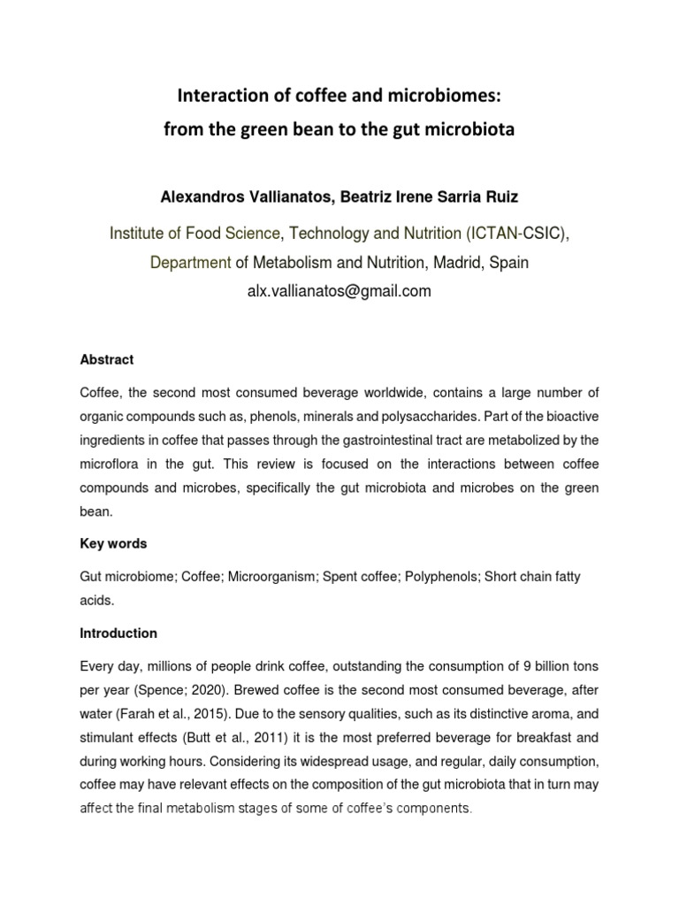 Interaction of coffee and microbiomes PDF Microbiota Bacteria