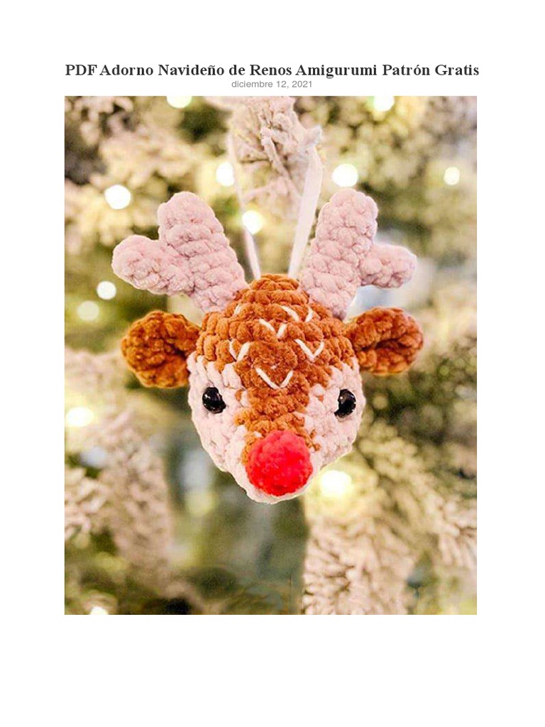 Adorno Navideno de Renos - Patron-Gratis | PDF | Amigurumi | Tejer