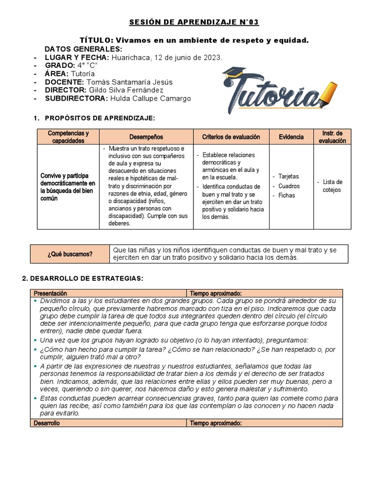 12-06-23 Vivamos en Un Ambiente Derespeto y Equidad I | PDF | Violencia ...
