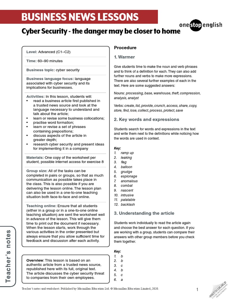 Cybersecurity Lesson Plan Overview | PDF | Career & Growth | Computers