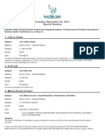 2011-08-20 Special Board Meeting Agenda: Supt's Performance Priorities & Possible Exec Session