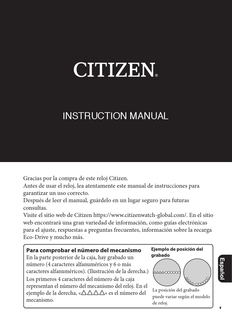 Manual Reloj Citizen PDF Reloj Buceo bajo el agua