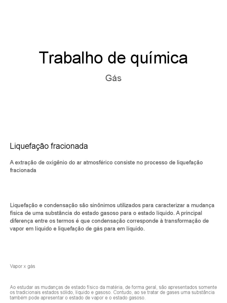 Liquefação Fracionada de Gases | PDF | Gases | Vapor, image size:768x1024