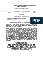 Reglamento Del Servicio Profesional de Carrera Policial de San Jose Iturbide Guanajuato.