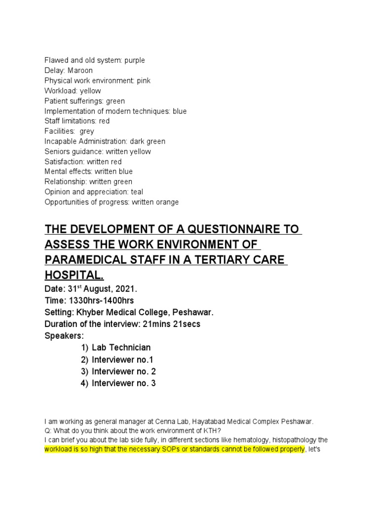 Color Coded Interview Transcript | PDF | Medical Specialties | Clinical ...