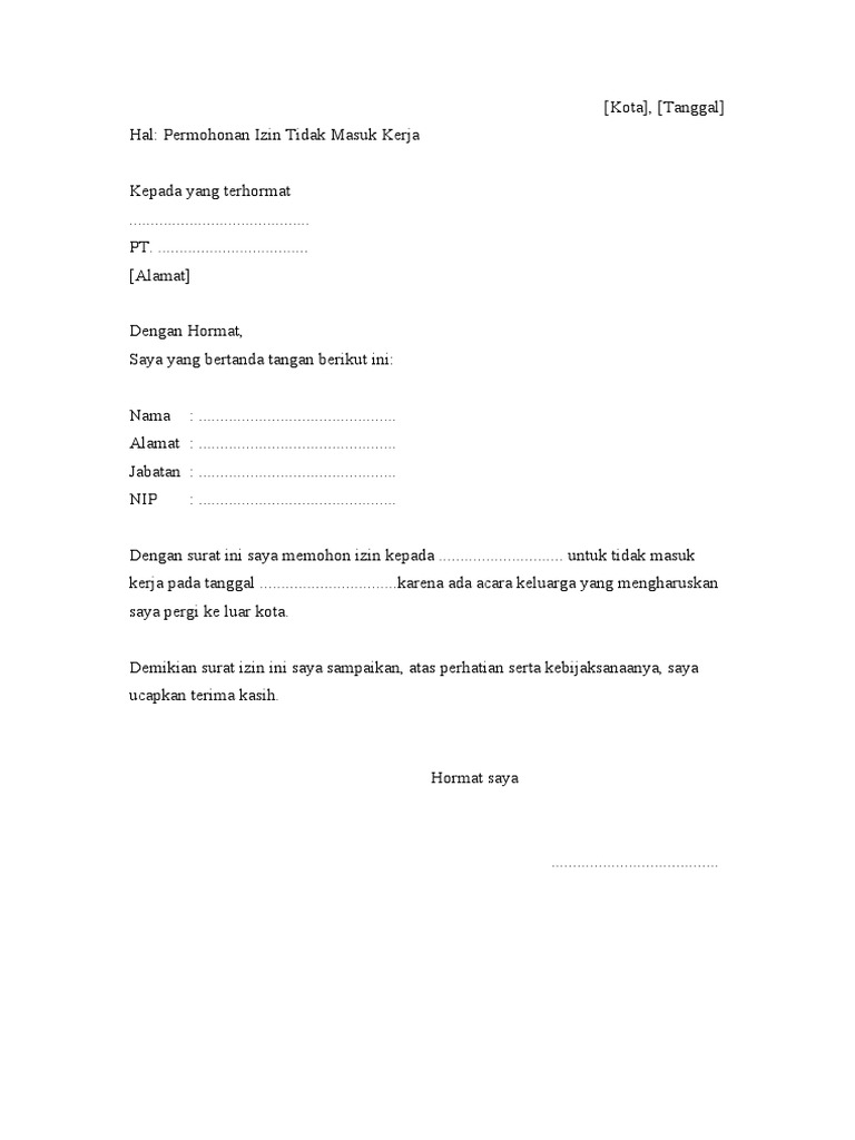 Surat - Izin - Acara Keluarga | PDF