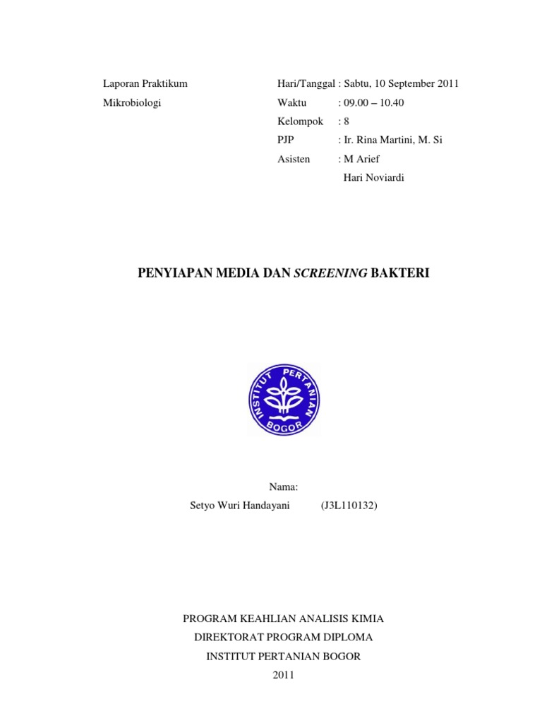 Laporan Praktikum (Penyiapan Media Dan Screening Bakteri) | PDF