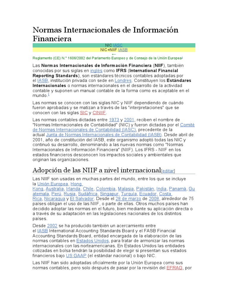 Normas Internacionales de Información Financiera | PDF | normas ...