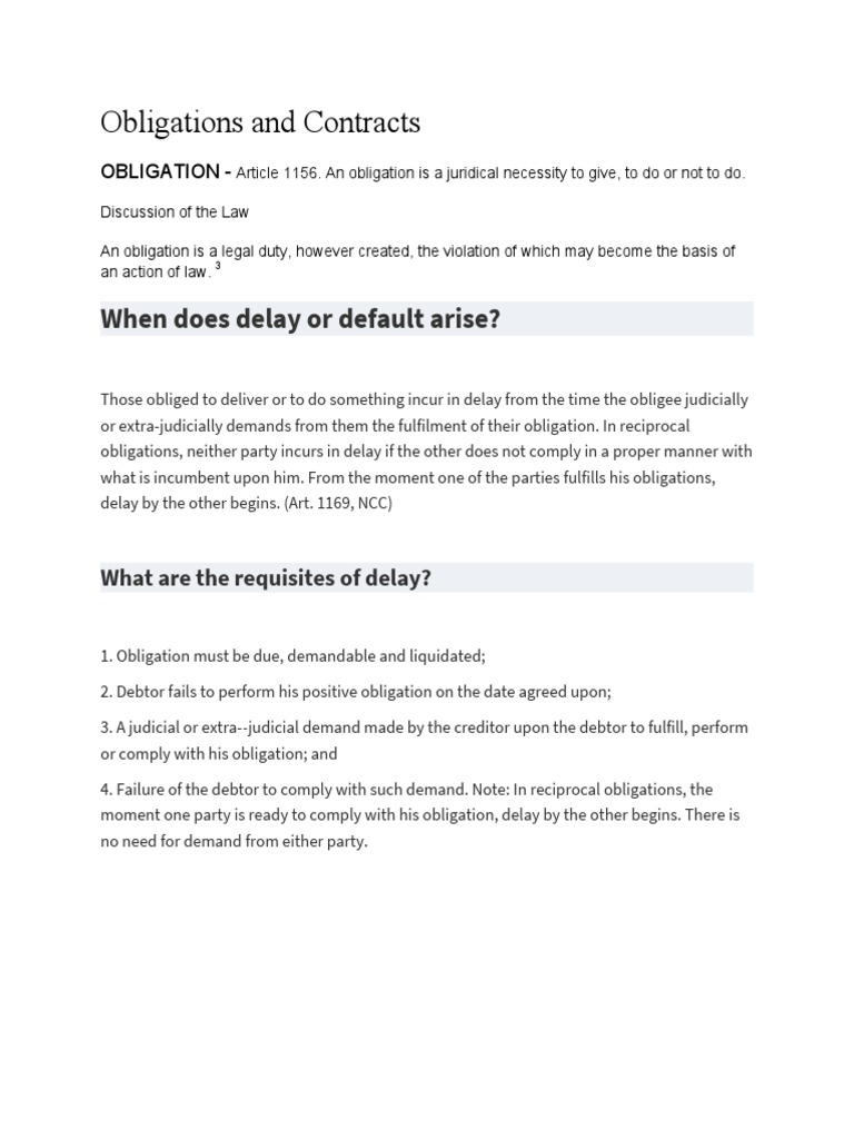 Understanding Obligations and Contracts | PDF | Debtor | Surety
