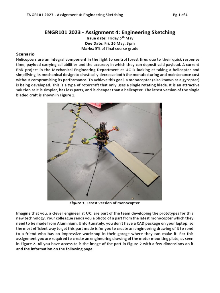ENGR101 Assignment 4 - Engineering Sketching - 2023 | PDF | Drawing ...