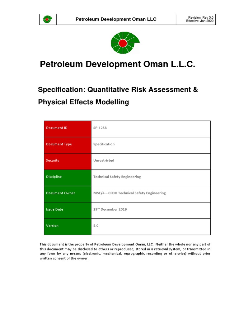 SP1258 Specification Quantitative Risk Assessment & Physical