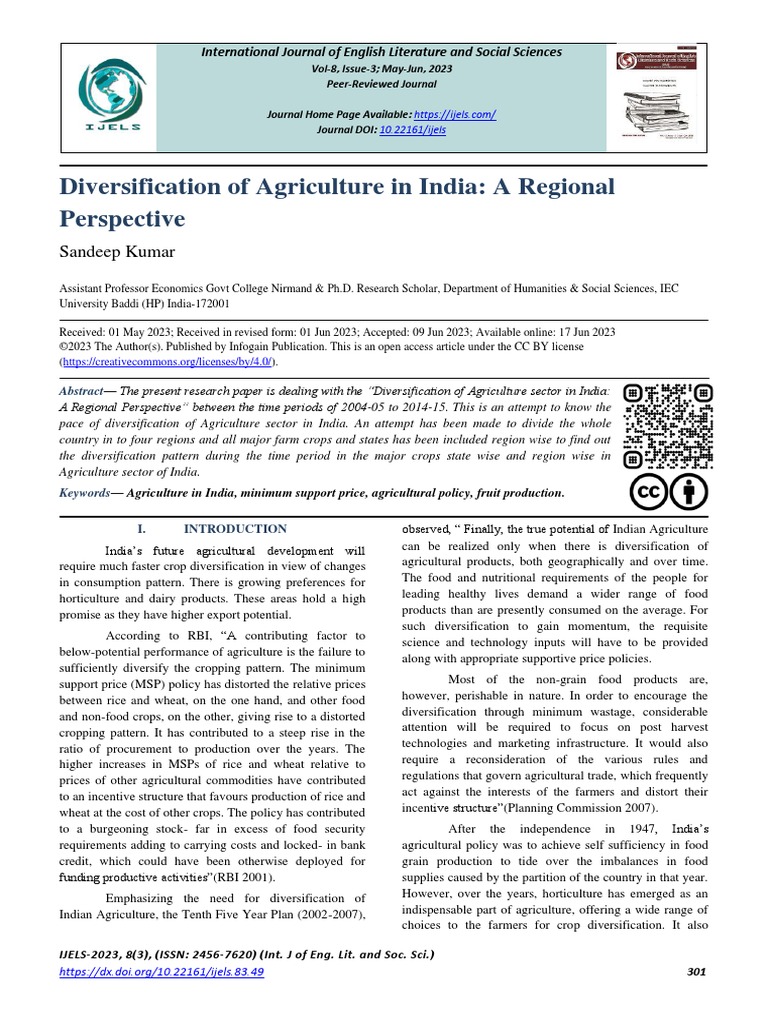 Agricultural Diversification in India | PDF | Agriculture | Vegetables