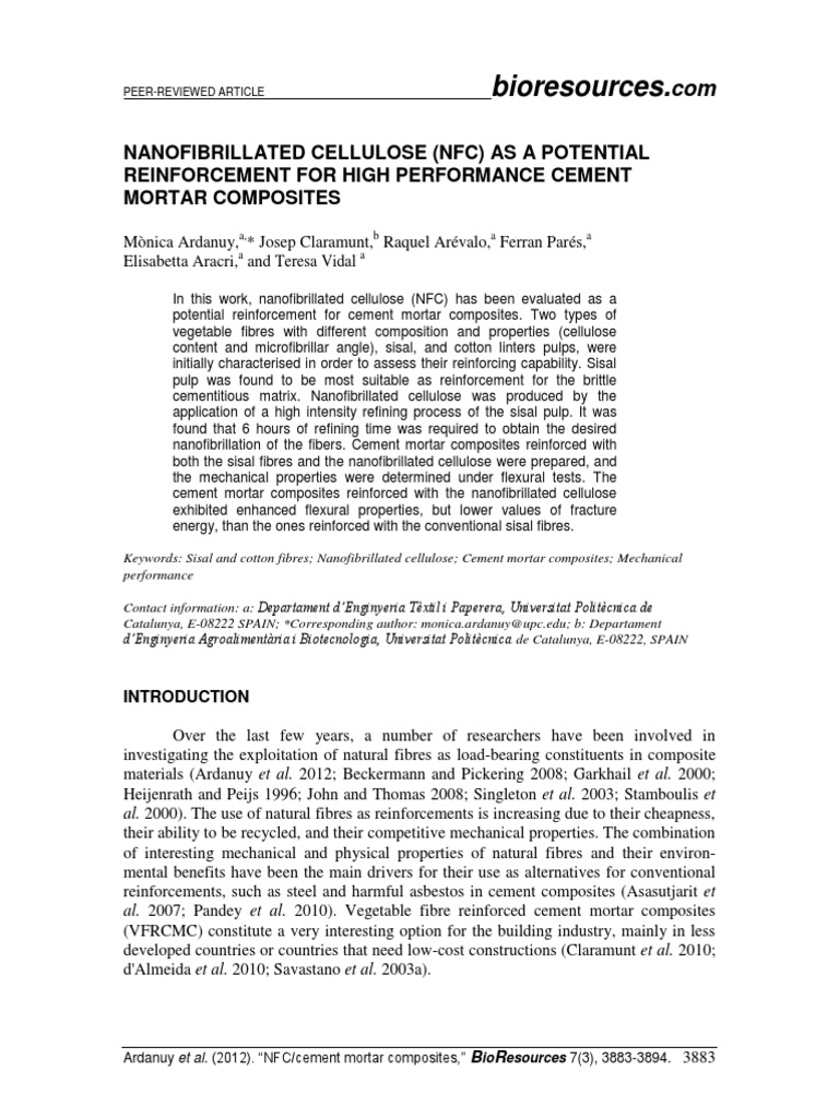 (Claramunt, Et Al. 2022) - Nanofibrillated Cellulose (NFC) As A ...