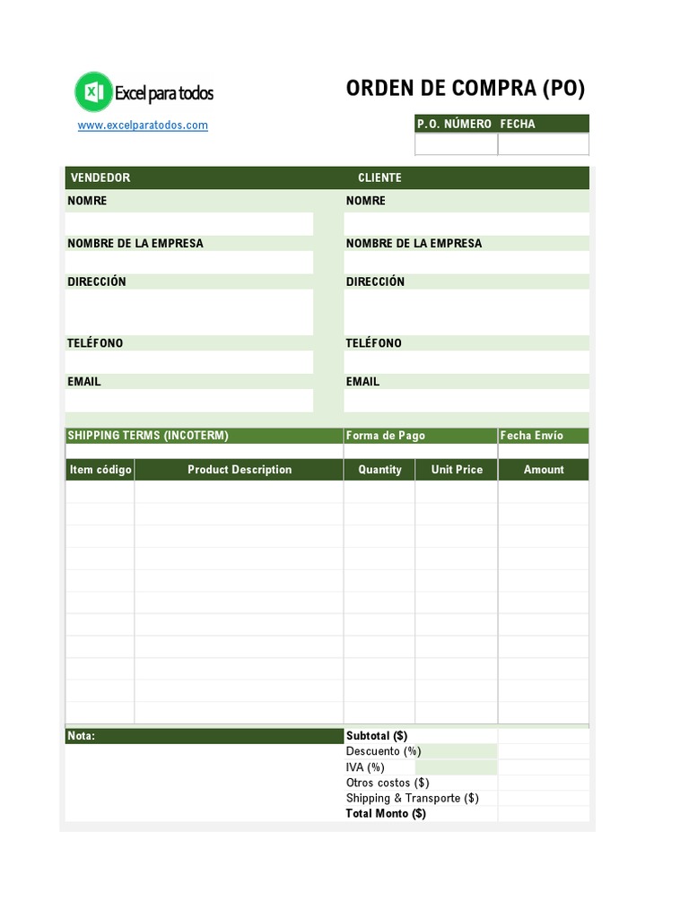 Formato Orden de Compra | PDF