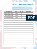 Registro de Última Calificación T2