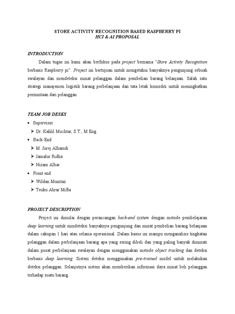 Draft Proposal Store Activity Berbasis Respebery Pi-1 | PDF