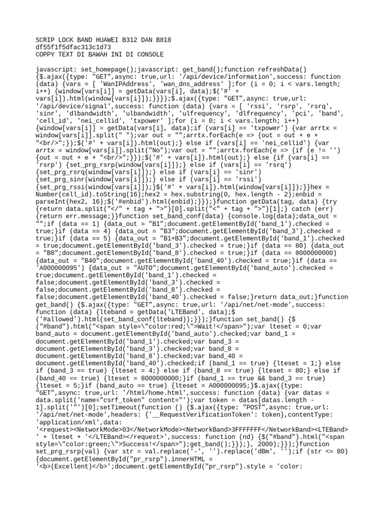 Scrip Lock Band Huawei B312 Dan B818 | PDF