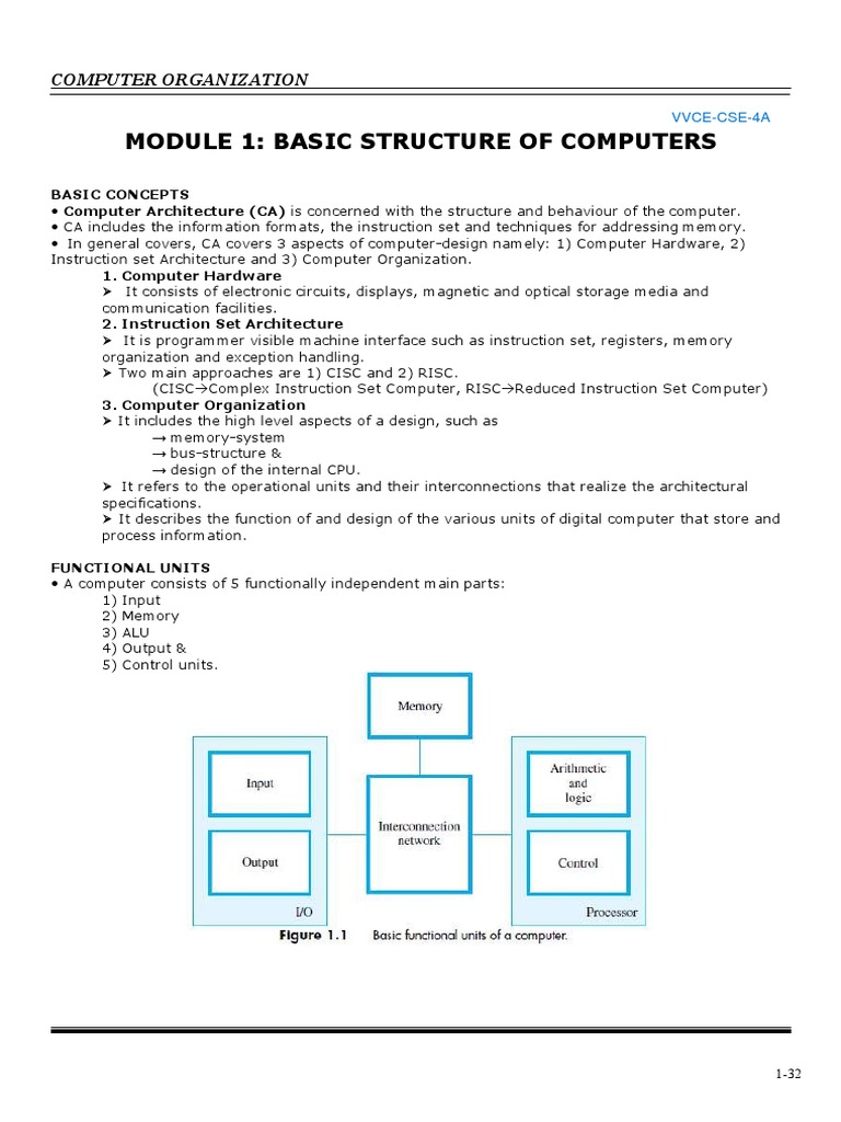 Co Module 1 Notes Vvce Cse 4a | PDF | Assembly Language | Central ...