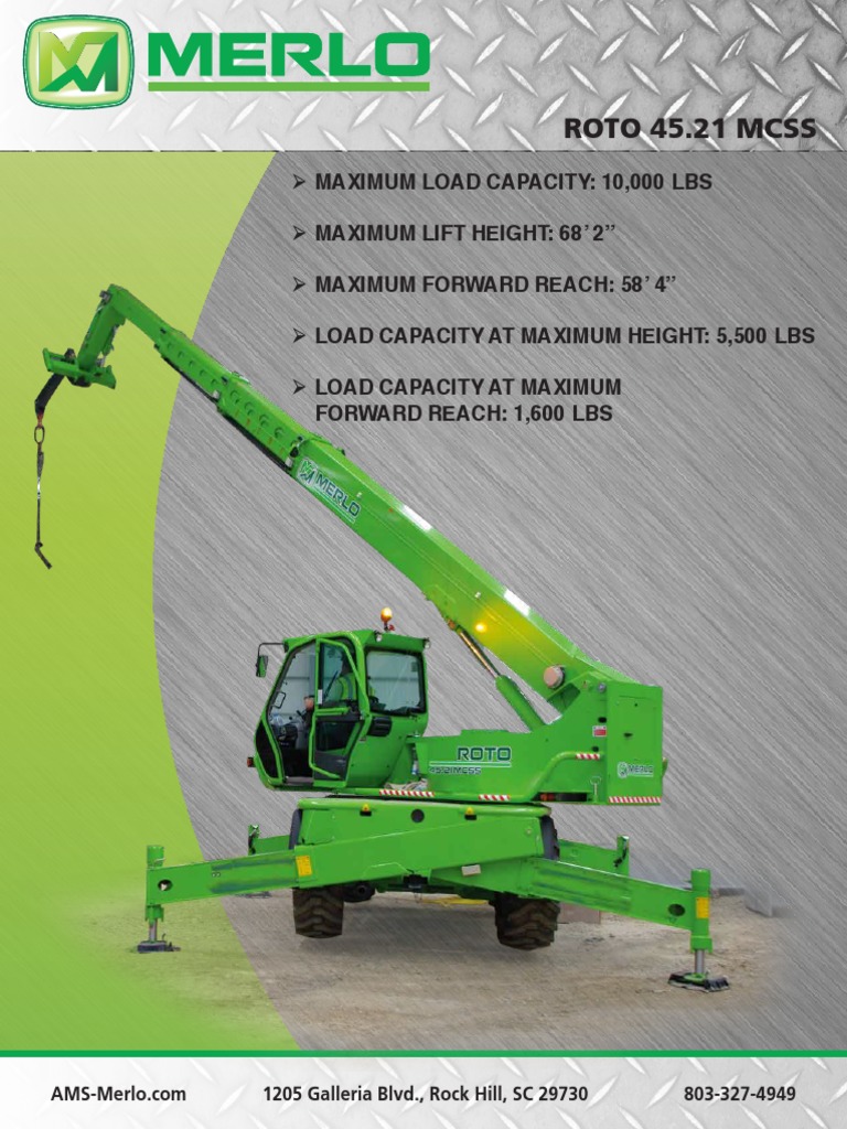 Merlo Roto 45.21 MCSS Specifications | PDF | Crane (Machine) | Four ...