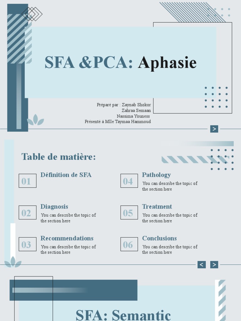 SFA & PCA-1 | PDF | Aphasie | Médecine clinique