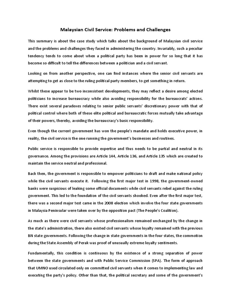 Challenges in Malaysian Civil Service | PDF | Economies | Political Science
