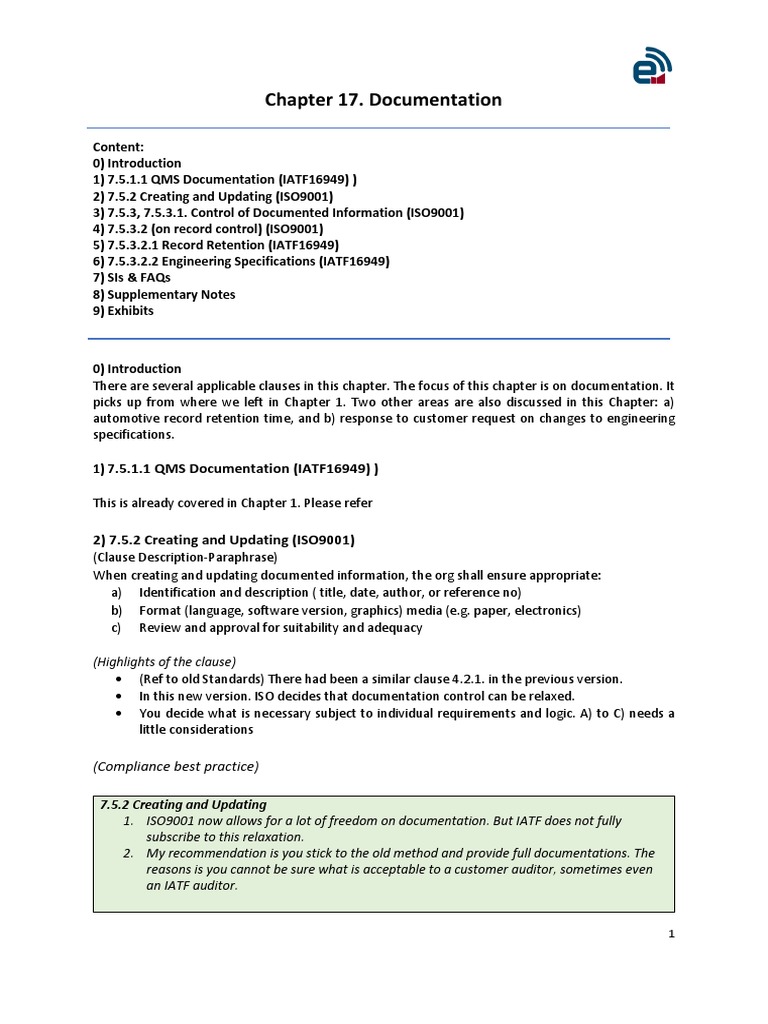 IATF16949+Chapter+17 +documentation | PDF | Iso 9000 | Specification ...